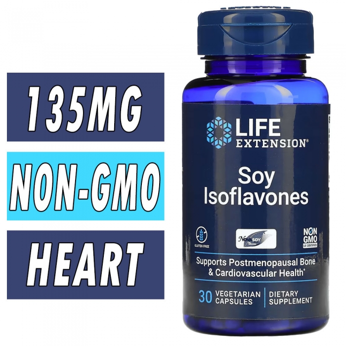 Life Extension Soy Isoflavones - 30 Vegetarian Capsules Bottle Image