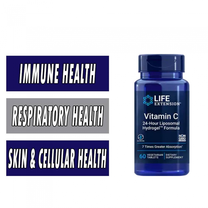 Life Extension Vitamin C - 24 Hour Liposomal Hydrogel Formula - 60 VTabs bottle image