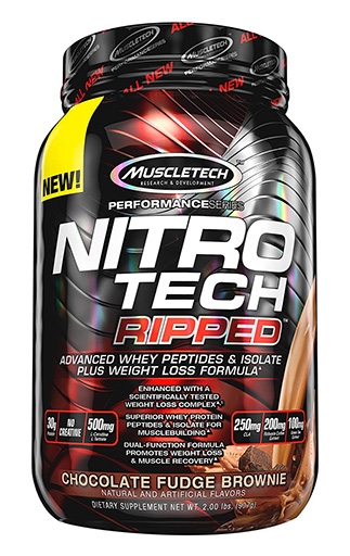 Nitro Tech Ripped, By MuscleTech, Chocolate Fudge Brownie, 2lb