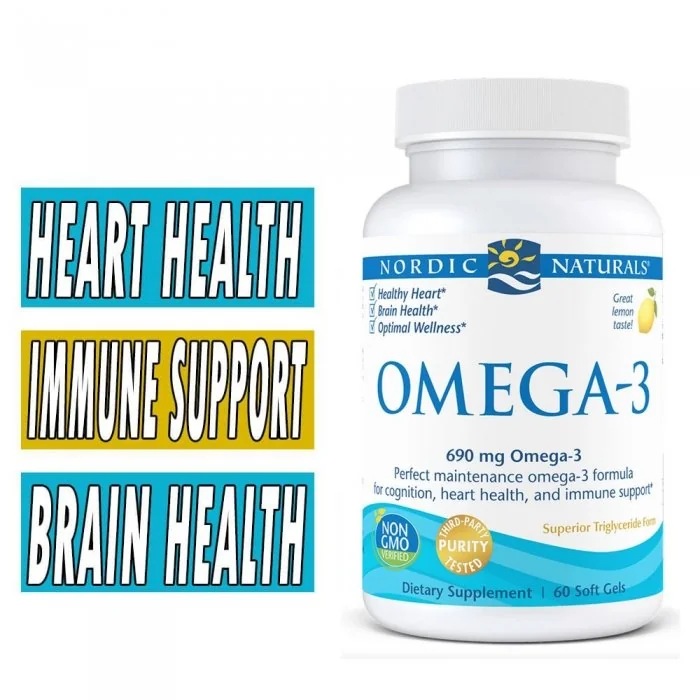  Nordic Naturals Omega-3, Lemon Flavor - 60 Soft Gels