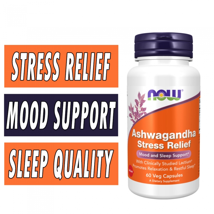 NOW Ashwagandha Stress Relief - 60 Veg Caps Image