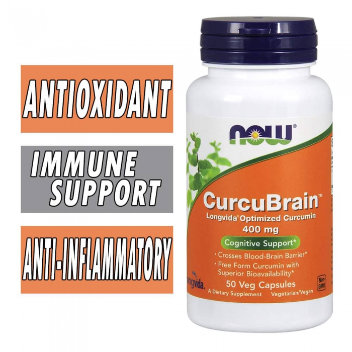 CurcuBrain By NOW Foods, 400 mg, 50 Veg Caps