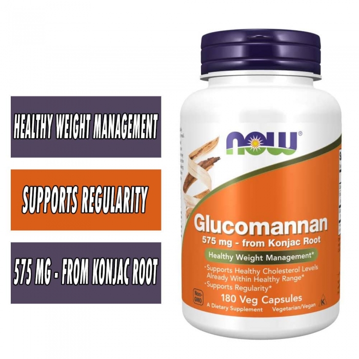 NOW Glucomannan - 575 mg - 180 Veg Capsules