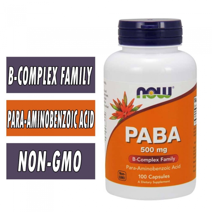 NOW PABA 500mg (Para-aminobenzoic Acid) - 100 Caps