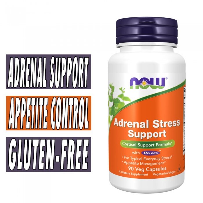 NOW Adrenal Stress Support with Relora - 90 Veg Capsules Bottle Image