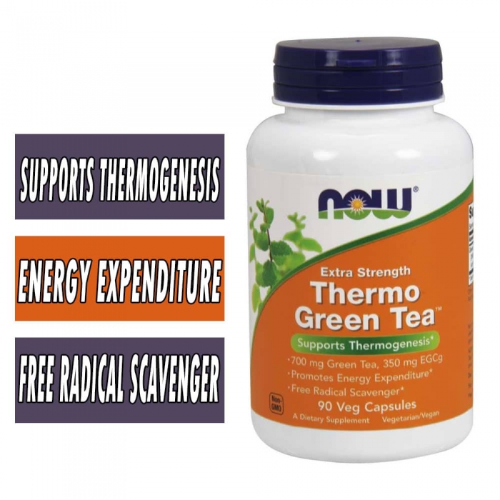 NOW Thermo Green Tea, Extra Strength, 90 Veg Caps