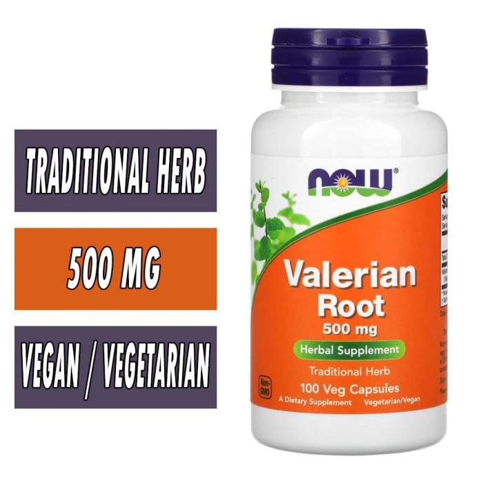 NOW Valerian Root - 500 mg - 100 Veg Caps Bottle Image