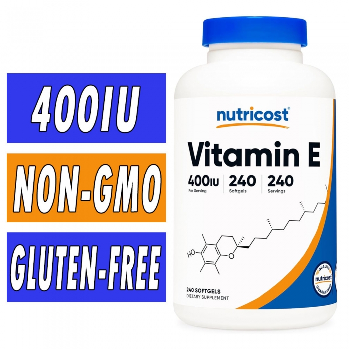 Nutricost Vitamin E - 400 IU - 240 Softgels Bottle Image