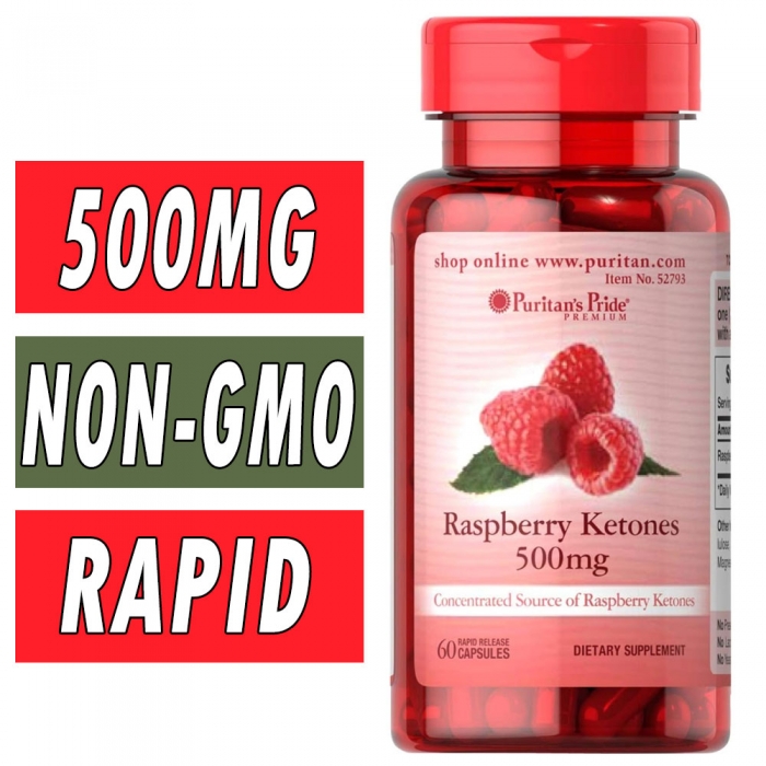 Puritan's Pride Raspberry Ketones - 100 mg - 120 Rapid Release Caps Bottle Image
