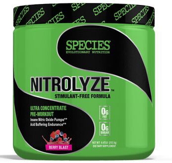 Nitrolyze, By Species Nutrition, Stimulant Free, Berry Blast, 25 Servings Image
