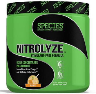 Nitrolyze, By Species Nutrition, Stimulant Free, Mango, 25 Servings Image
