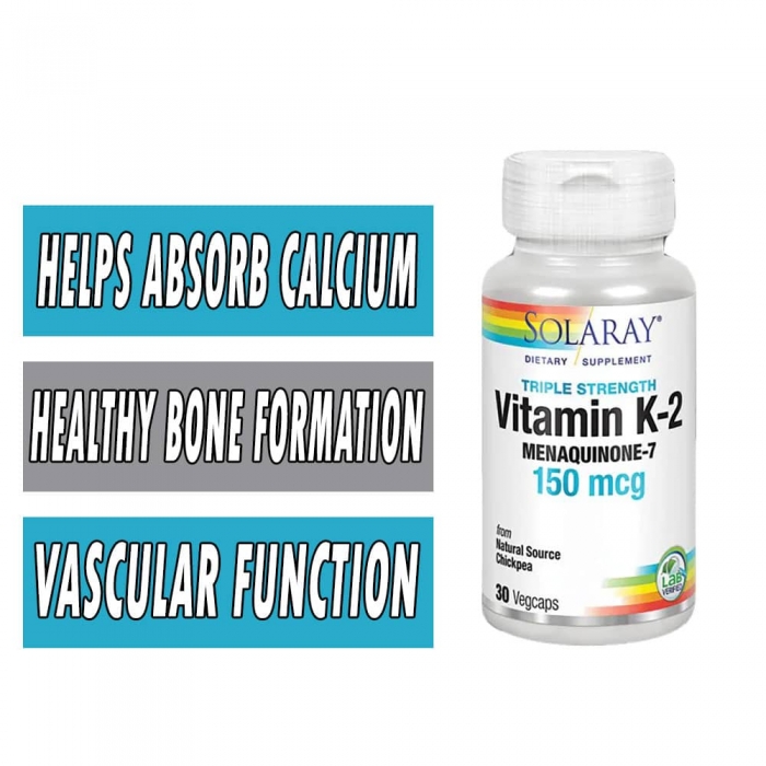 Solaray Vitamin K2 M7 - 150 mcg - 30 Veg Caps bottle image
