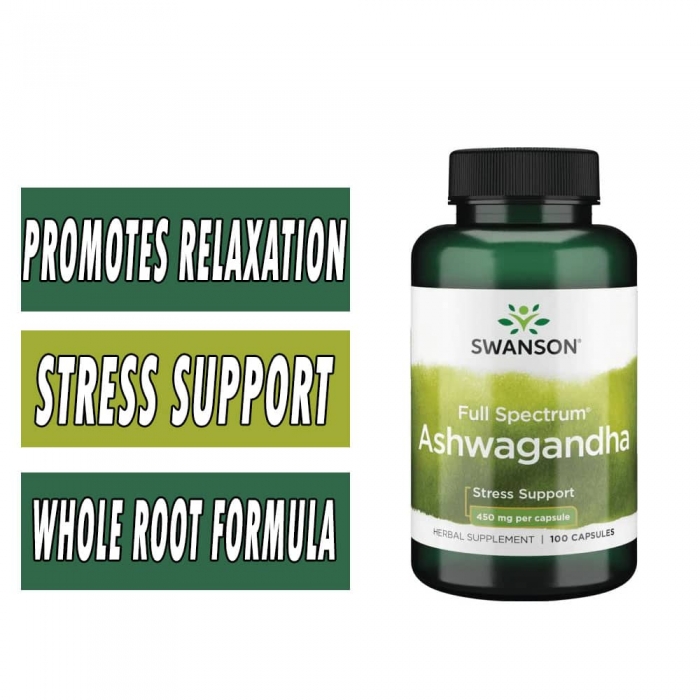 Swanson Ashwagandha - Full Spectrum - 450 mg - 100 Caps