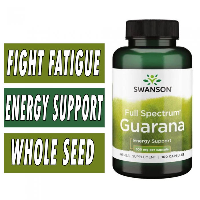 Swanson Full Spectrum Guarana - 500 mg - 100 Capsules Bottle Image
