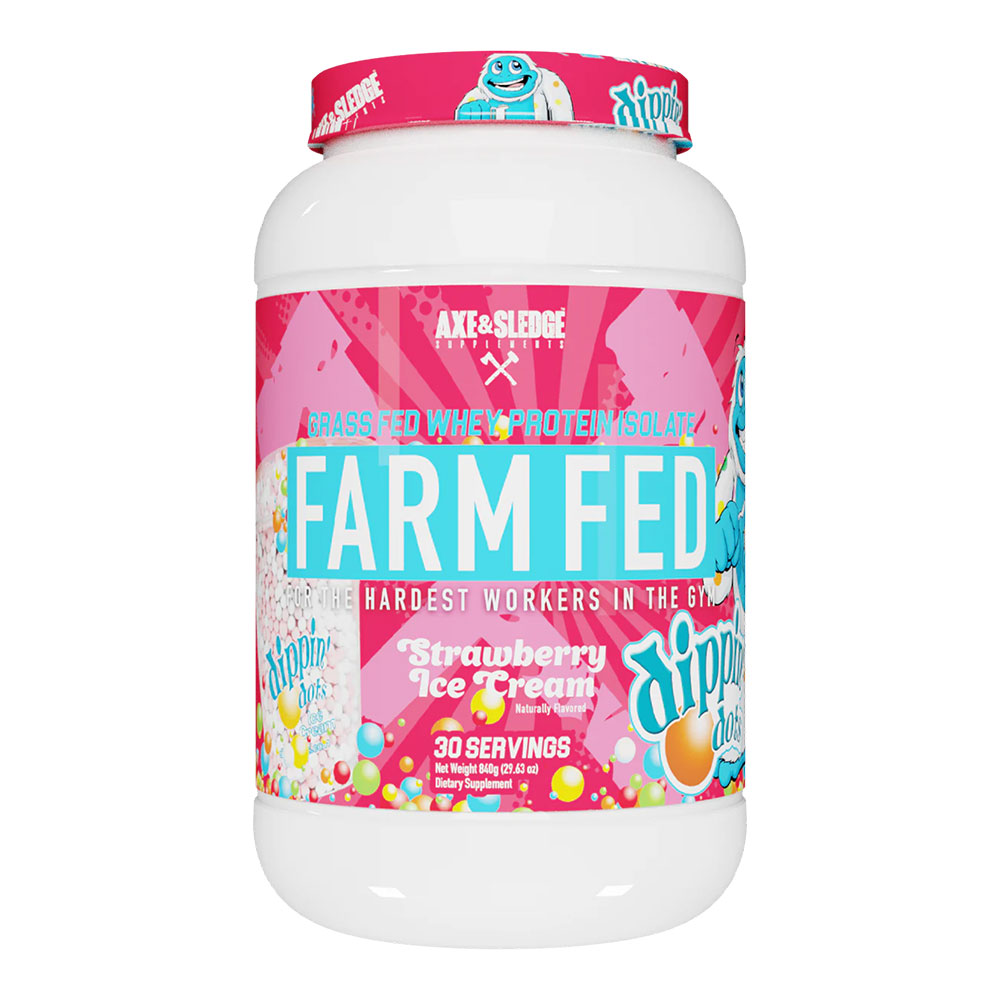 FarmFed Grass Fed Whey Protein Isolate - Dippin Dots Strawberry Ice Cream - 30 Servings