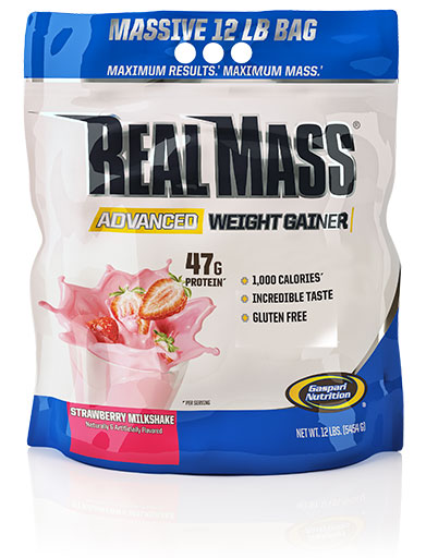 Real Mass Advanced, By Gaspari Nutrition, Strawberry Milkshake,12lb