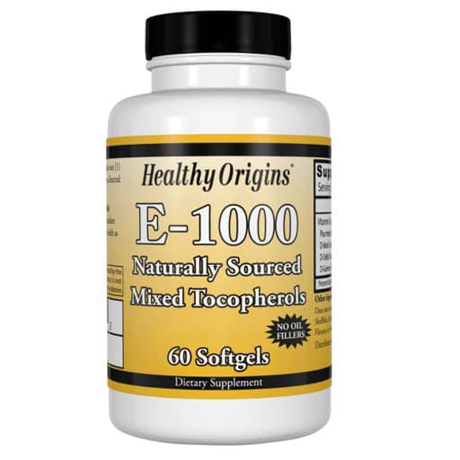 Healthy Origins Vitamin E - 1000 IU - Mixed Tocopherols - 60 Softgels
