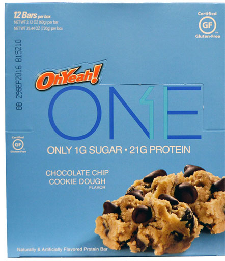 Oh Yeah! ONE Bars, By Oh Yeah! Nutrition, Chocolate Chip Cookie Dough, 12/Box