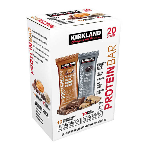 Kirkland Protein Bars - Variety Pack - Chocolate Peanut Butter Chunk / Cookies and Cream - 20 Count