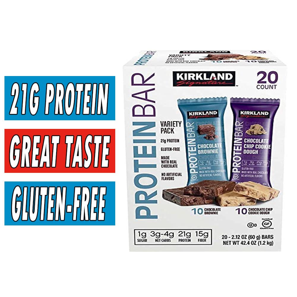 Kirkland Protein Bars - Variety Pack - Chocolate Brownie / Chocolate Chip Cookie Dough - 20 Count