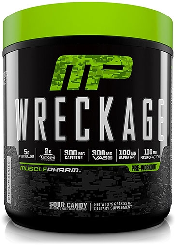 MusclePharm Wreckage Pre Workout, Sour Candy, 25 Servings