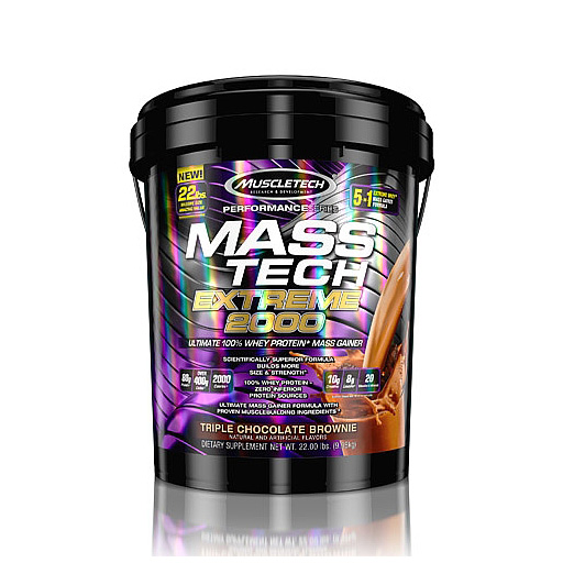 Mass Tech Extreme 2000 By MuscleTech, Triple Chocolate Brownie, 22lb