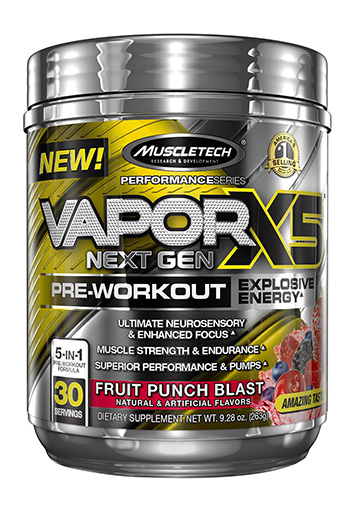 Vapor X5 Next Gen Pre Workout By MuscleTech, Fruit Punch Blast, 30 Servings
