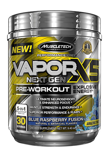 Vapor X5 Next Gen Pre Workout By MuscleTech, Blue Raspberry, 30 Servings