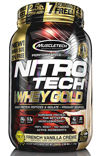 Nitro Tech Whey Gold, By MuscleTech, French Vanilla Creme, 2.2lb