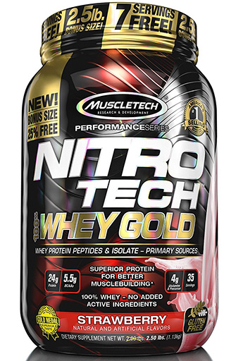 Nitro Tech Whey Gold, By MuscleTech, Strawberry, 2.2lb