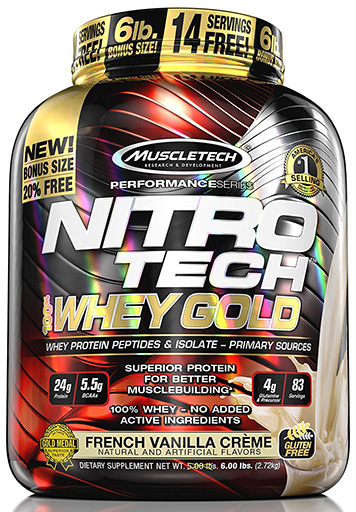 Nitro Tech Whey Gold, By MuscleTech, French Vanilla Creme, 5.5lb