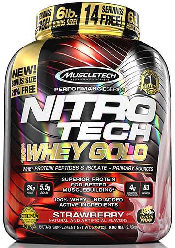 Nitro Tech Whey Gold, By MuscleTech, Strawberry, 5.5lb