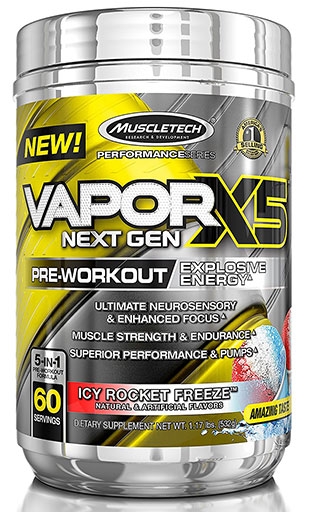 Vapor X5 Next Gen Pre Workout By MuscleTech, Icy Rocket Freeze, 60 Servings
