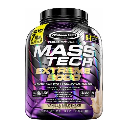 Mass Tech Extreme 2000 By MuscleTech, Vanilla Milkshake, 7lb