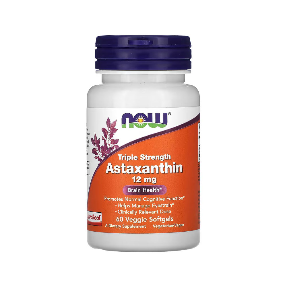 NOW Astaxanthin - Triple Strength - 12 mg - 60 Veggie Softgels