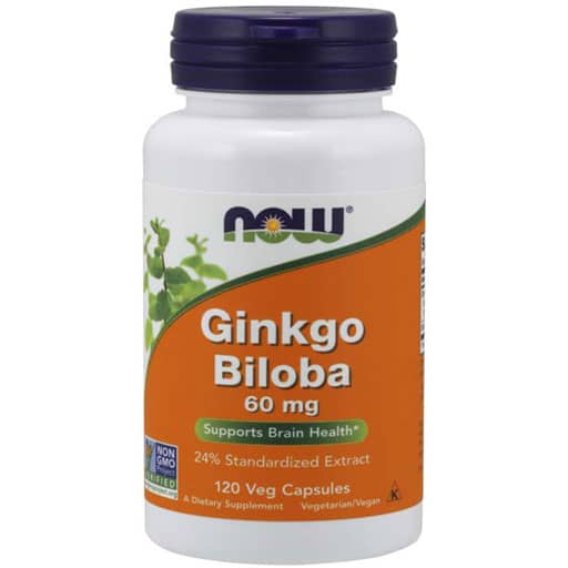 NOW Ginkgo Biloba, 60 mg, 120 Veg Caps