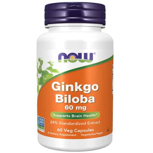 NOW Ginkgo Biloba, 60 mg, 60 Veg Caps