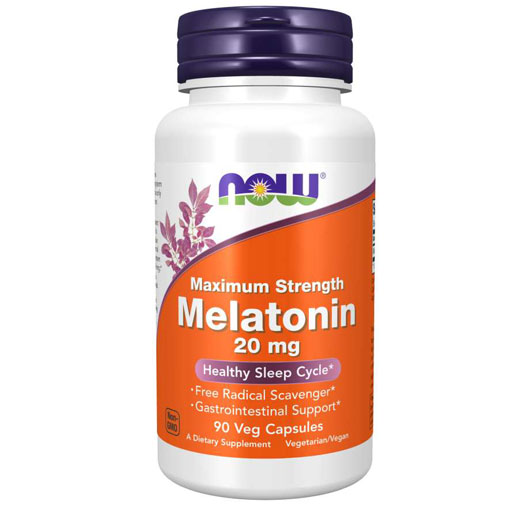 NOW Melatonin - Maximum Strength - 20 mg - 90 Veg Capsules
