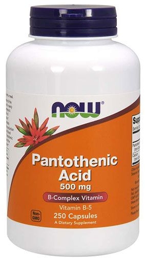 NOW Pantothenic Acid, 500 mg, 250 Veg Caps 