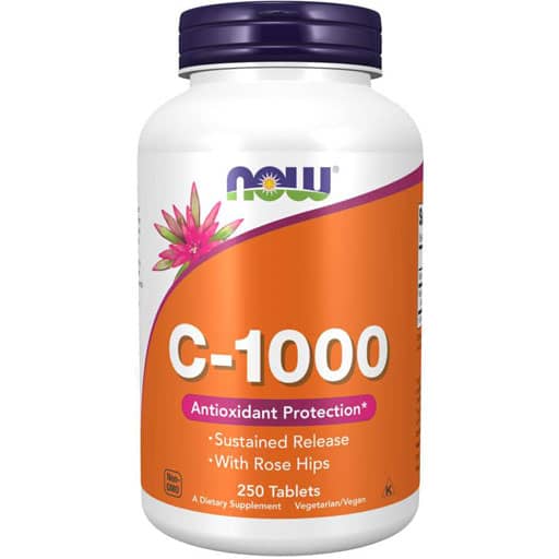 NOW Vitamin C-1000 - Sustained Release - with Rose Hips - 250 Tabs
