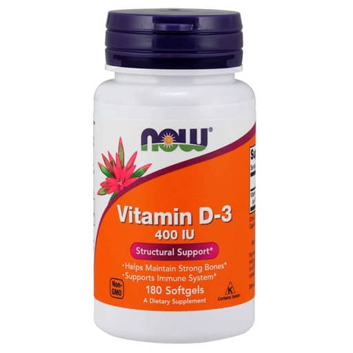 NOW, Vitamin D-3, 400 IU, 180 Softgels,