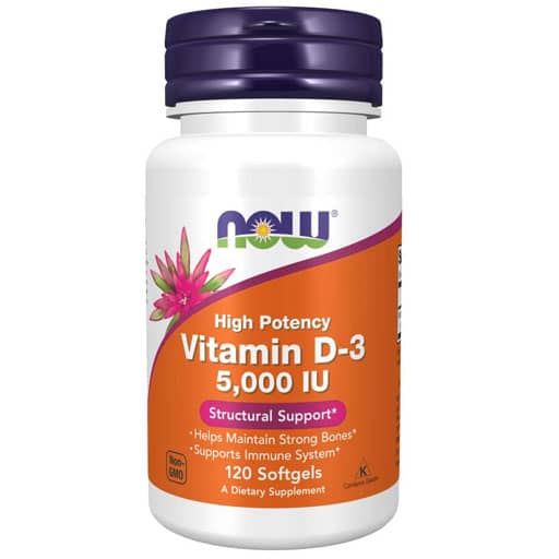NOW, Vitamin D-3, 5,000 IU, 120 Softgels,