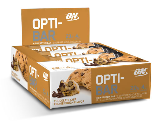 Opti Bar, Chocolate Chip Cookie Dough, Protein Bar, By Optimum Nutrition,12/Box EXP: 07/17