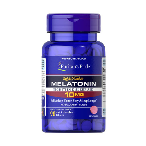 Puritan's Pride Quick Dissolve Melatonin - 10MG - Cherry - 90 Tabs