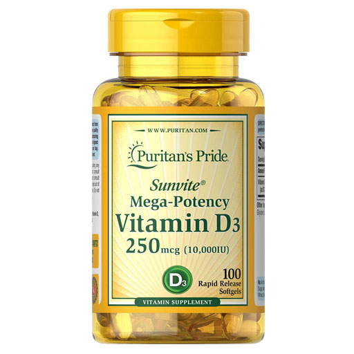Puritan's Pride Vitamin D3 - 10,000 IU - 100 Rapid Release Softgels