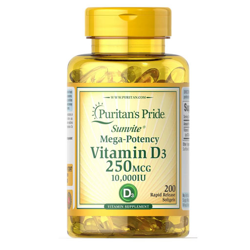 Puritan's Pride Vitamin D3 - 10,000 IU - 200 Softgels